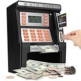 Heuceou ATM Piggy Bank for Kids, Upgraded Power-Off Memory Function for Real Money Safe with Debit Card,Coin Recognition,Bill Feeder,Balance Calculator, Kids ATM Machine for Boys Girls