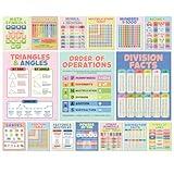 S&O Classroom Math Posters for Elementary School, Middle & High School, Mathematic Charts & product flyers for Workspace, Money signs for study area, Math Corner Decor, Statistics Supplies, 16PC