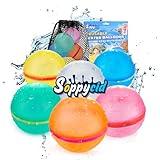 Tizikcon 6 PCS Reusable Water Balloons, Refillable Magnetic Water Balls for Outdoor Games, Self Sealing Water Splash Bomb Quick Fill for Summer Fun, Pool Beach Toys for Kids Ages 3-12