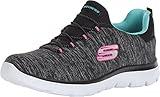 Skechers Women's Summits-Quick Getaway Sneaker, Black/Light Blue, 10 Wide