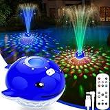 ChlorStar Pool Fountain with Remote, Dolphing Rechargeable Floating Pool Fountain with Lights, Above Ground Pool Water Fountains with Anchor, Swimming Pool Fountains for Inground Pool-1PC