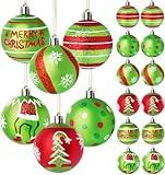 Wninbu 12 Pcs 2.4 Inch Christmas Ball Ornaments for Tree,Red and Green Glittering Hanging Bulbs Pendants for Christmas Tree Decorations