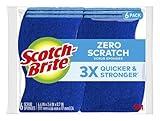 Scotch-Brite Zero Scratch Scrub Sponges, 6 Kitchen Sponges for Washing Dishes and Cleaning the Kitchen and Bath, Non-Scratch Sponge Safe for Non-Stick Cookware