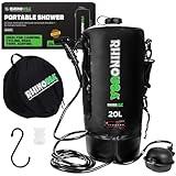 Rhino USA 5 Gal / 20L Portable Solar Camp Shower - Essential for Camping, Festivals, Overlanding, Beach Trips, Outdoor Shower and more!