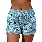 Generic amaon Prime Account Deals of The Day Clearance Prime Summer Shorts for Women 2024 Plus Size Ladies Cotton Shorts Loose Comfy Cotton Sweat Shorts Women with Pockets Blue-4 L