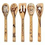 Halloween Idea Utensil Burned Wooden Spoons Set House Warming Wedding Present Slotted Spoon 5 Piece SpoonSet