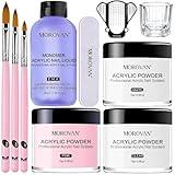 Morovan Acrylic Nail Kit: Clear Pink White Acrylic Powder and Professional Liquid set for Acrylic Nails Extension for Beginner DIY at Home with Acrylic Nail Brush