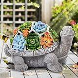 LESES Garden Statues, Turtle Garden Decor Clearance Solar Statue with 7 LED Lights Outdoor Ornament for Outside, Turtle Garden Figurines Cute Decorations for Patio Yard Lawn Gifts