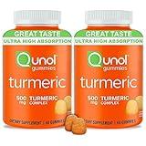 Qunol Turmeric Gummies, Gummy with 500mg Turmeric Curcumin, Joint Support Supplement, Ultra High Absorption Tumeric Curcumin, Vegan, Gluten Free, 2 Month Supply (60 Count, Pack of 2)