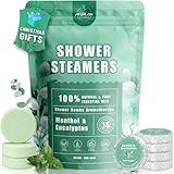 Shower Steamers Aromatherapy 15-Pack Shower Bombs Gifts for Mom Wife, Organic Menthol & Eucalyptus Natural Essential Oil, Unique Birthday Christmas Gifts for Her Women Stress Relief