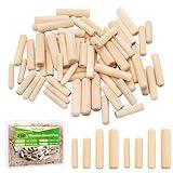 Tanbupu 230Pcs Wooden Dowels Assorted M6 M8 M10 Fluted Wood Dowels Rods Grooved Plugs Hard Wood Crafts Dowel Pegs Woodwork Pin for Crafts, Furniture, DIY Manual,Carpentry (3/8 + 5/16 + 1/4in)