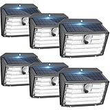 [6 Packs] Solar Motion Lights Outdoor, Ultra Bright Solar Fence Lights with Motion Sensor, IP65 Waterproof Security Light 3 Modes, 270° Lighting Angle, Wall Lights for Deck Patio Fence Garage Door