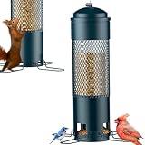 LCSEVEN Bird Feeders for Outdoors Squirrel Proof with Weight-Activated Perches, Hanging Bird Feeder for Outside, Metal Feeder for Wild Cardinal, Finch, Blue Jay, Chickadee, 3LB Seed Capacity, Green