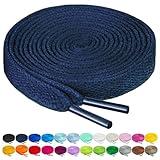 Birch Shoelaces in 27 Colors Flat 5/16" Shoe Laces in 4 Different Lengths (45.5" (115cm), Navy)