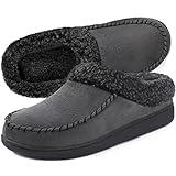 ULTRAIDEAS Men's Nealon Moccasin Clog Slipper, Slip on Indoor/Outdoor House Shoes(Dark Grey, 11-12)