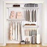 Vilaxing Wire Closet Organizer System, Wall Mounted 4.4 Ft. Custom Closet Kit for Bedrooms, Adjustable Storage Shelves for Clothes, Shoes, and Handbags