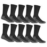 Fruit of the Loom Men's Work Gear Everyday Work Crew Socks (10 Pack), Black, Medium (6 - 12)