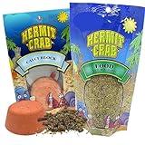 Hermit Crab Food and Calcium Block Set, All in One Natural Supplies and Habitat Necessities for Pet Crabs, 2 Pack, 4 Ounces (Food & Block)