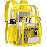 PAMANO Clear Backpack Transparent Heavy Duty Bookbag See Through Bag for College Work Travel Security, Yellow