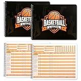 INKNOTE 2Pcs Basketball scorebook with Build Page 50 Games Basketball Stats Book 14.4 x 9inch Side by Side Coach and Referee scorebook for High School Middle School Little League for Scorekeepers