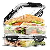 Tafura Sandwich Containers (2 Pack) Sandwich Box | Lunch Containers | Sandwich Containers for Lunch Boxes | Reusable Sandwich Holder, BPA Free (Black)