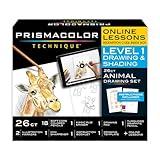 Prismacolor Technique, Art Supplies with Digital Art Lessons, Animal Drawings Set, Level 1, How to Draw Animals with Colored Pencils, Graphite Pencils, and More, Fox Drawing Lesson, 26 Count