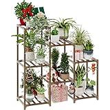 Bamworld Plant Stand Indoor Plant Shelf Outdoor Wood Plant Rack for Multiple Plants 3 Tiers Ladder Plant Pot Holder for Living Room Patio Boho Home Decor for Gardening