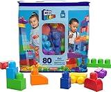 MEGA BLOKS First Builders Toddler Blocks Toys Set, Big Building Bag with 80 Pieces and Storage, Blue, Ages 1+ Years