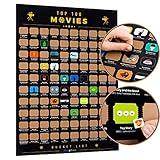 Atlas & Green Top 100 Movies Scratch Off Poster | Selected IMDB Top 100 Movies Poster + BONUS Accessories: Gift Tube & Movie Posters Stickers | 100 Movies Scratch Off Poster