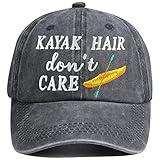 Kayak Accessories for Women Men, Kayak Hair Don’t Care Hat, Father’s Day Birthday Gifts for Dad Mom, Adjustable Embroidered Kayaking Life Baseball Cap, Beach Accessories for Vacation Must Haves