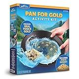 Blue Marble Gold Panning Kit for Kids - Kids Gold Mining Kit, Learn to Pan for Gold, Includes Pay Dirt with Real Pyrite Specimens, Reusable Gold Panning Pan, Vial, Tweezers & More, Prospecting Kit