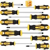HORUSDY 11-Pieces Magnetic Screw driver, Magnetic 5 Phillips and 5 Flat Head Tips for Fastening and Loosening Seized