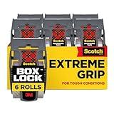 Scotch Box Lock Packaging Tape, 6 Rolls with Dispenser, 1.88 in x 800 in, Extreme Grip Packing, Shipping and Mailing Tape, Sticks Instantly to Any Box