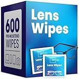 Lens Wipes for Eyeglasses - Pre-moistened Eyeglass Lens Cleaning Wipes - 600 Lens Wipes Individually Wrapped Sracth-Free Streak-Free Eye Glasses Wipes Lens Cleaner for Sunglass & Camera Lens