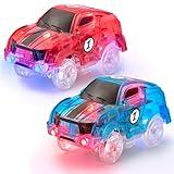 JitteryGit Replacement Light Up Magic Cars For Glow Flex Tracks - Extra LED Car Accessories For Race Track & Glow In The Dark Trax - Compatible with Most Tracks For Kids Boys and Girls (2 Racers Pack)