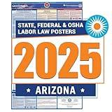 2025 Arizona Labor Law Poster- State, Federal, OSHA Compliant- Workplace Required Posting for Employees- English Employment Poster- UV Laminated Waterproof- 26” x 39.5” English