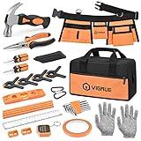 VIGRUE 𝐊𝐢𝐝𝐬 𝐓𝐨𝐨𝐥 𝐒𝐞𝐭, Children Gift Present Real Hand Tools Kit with Belt and Bag, Boy Builder Small Learning Accessories Construction Hammer Screwdriver for Home DIY Woodworking