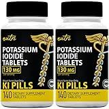 Potassium Iodide Radiation Tablets 130 mg (2 Pack) - (280 Tablets) EXP 10/2032 - Potassium Iodine Pills YODO Naciente, Anti Nuclear Fallout Pills