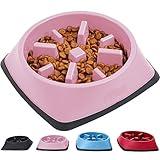 Gorilla Grip Slow Feeder Dog and Cat Bowls, Interactive Puzzle Toy for Dogs and Cats Food Training, Keeps Pets Busy and Prevents Puppy Overeating, Large, Small Breeds, 100% BPA Free, 4 Cup Pink