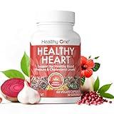 Healthy Heart - Promotes Healthy Cholesterol Circulation & Blood Pressure - Plaque - Cortisol - Arteries - LDL - HDL - CoQ10 - Hawthorne - Beet Root - Garlic - Olive Leaf - Hibiscus - 60 Count