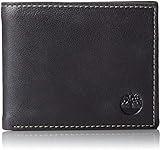 Timberland Men's Leather Wallet with Attached Flip Pocket, Black (Cloudy), One Size