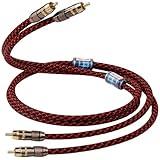 TODN High End RCA Cables for Audiophile, 2 RCA Male to Male Stereo Cord for Car Audio, Speaker, Amp - Φ7mm, Nylon Braided Jacket (6.5ft/2m, 1 Pair)