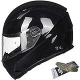 ILM Motorcycle Helmet Motocross Full Face Ultra Large Pinlock Insert Anti-Fog Visor ATV Casco Snowmobile for Men Women DOT(Gloss Black, 4X-Large)