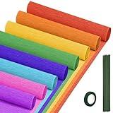 Crepe Paper Streamers 8 Rolls, 10 x 98Inch 8 Rainbow Colors Crepe Paper Sheets for DIY Gift Colourful Paper Flower Wrapping Paper Crafts Birthday Wedding Holiday Party Decorations