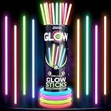 JOYIN 100 Pcs Glow Sticks Bulk 8" Glowsticks, Glow Stick Bracelets Necklaces, Glow in the Dark Party Favors, Easter, Christmas, Halloween Party Supplies Pack, Football Party Supplies