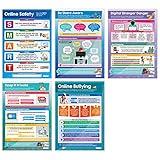 Digital Safety Posters - Set of 5 - EXTRA LARGE 33" x 23.5" - Laminated - Online Safety Elementary Classroom Decoration - Wall Charts by Daydream Education
