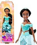 Mattel Disney Princess Toys, Jasmine Fashion Doll, Sparkling Look with Black Hair, Brown Eyes & Tiara Accessory, Inspired by the Movie Aladdin