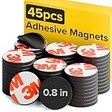 Hyper-Sticky Round Magnets with Adhesive Backing - 45pcs 0.8"x0.08" Strong Magnetic Dots for Whiteboard, Fridge, Crafts - Easy-to-Cut Stickers for Planning and Organization