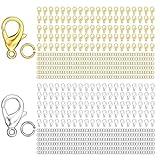 MKCYD 700Pcs Lobster Claw Clasps and Open Jump Rings Set,18K Gold and Silver Necklace Clasp Bracelet Clasps and Closures Lobster Clasps Parrot Trigger Clasps for Jewelry Making