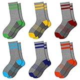 Comfoex Boys Crew Socks Half Cushioned Athletic Socks Cotton Calf Socks For Big Little Kids 6 Pairs
